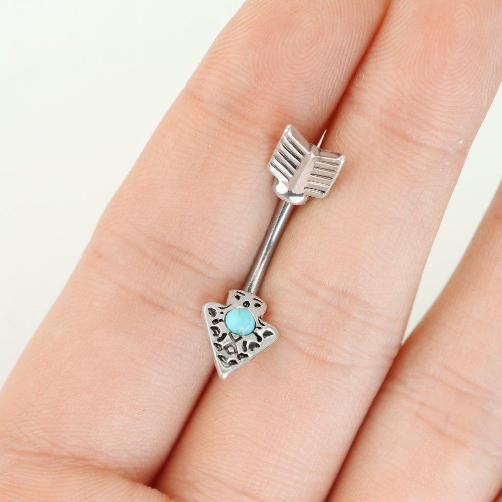 Body Jewelry - Turquoise Arrow Belly Bar 14G