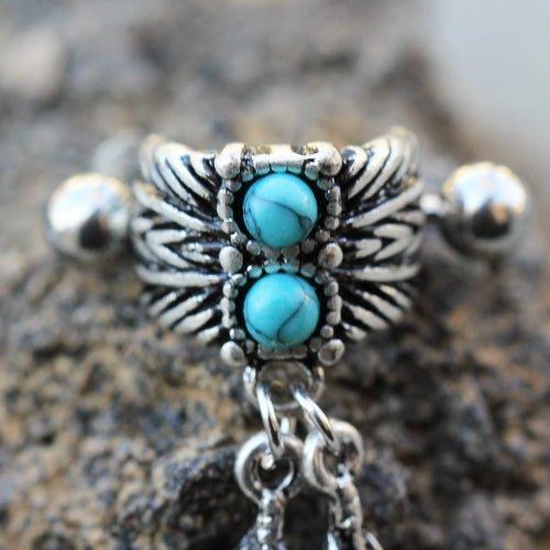 Body Jewelry - Turquoise Feather Cartilage Cuff 16G