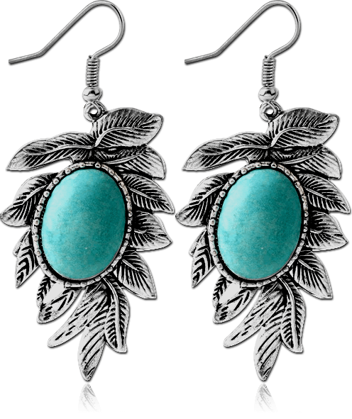 Turquoise Leaves Earring Pair - My Body Piercing Jewellery