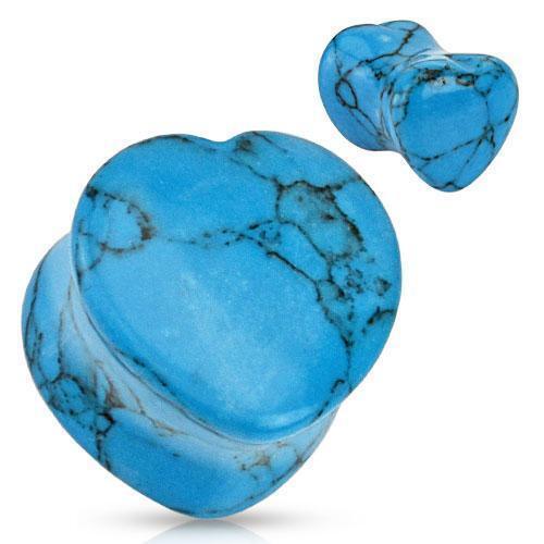 Body Jewelry - Turquoise Stone Heart Plug 6mm-16mm