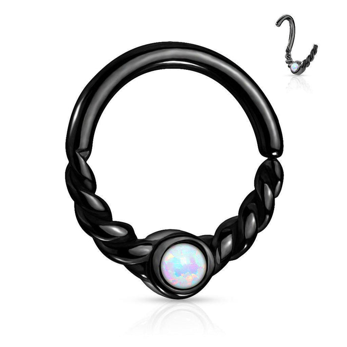 Body Jewelry - Twisted Opal Twist Ring 18G 16G