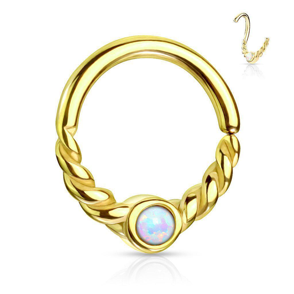 Body Jewelry - Twisted Opal Twist Ring 18G 16G