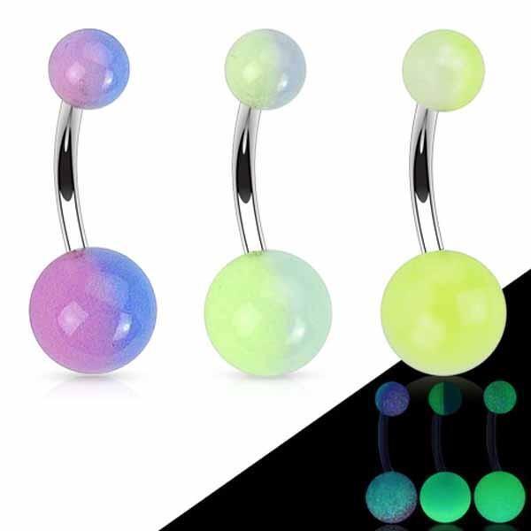 Body Jewelry - Two-Tone Glow Belly Bar 14G