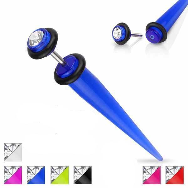 Body Jewelry - UV Fake Taper With Clear Gem