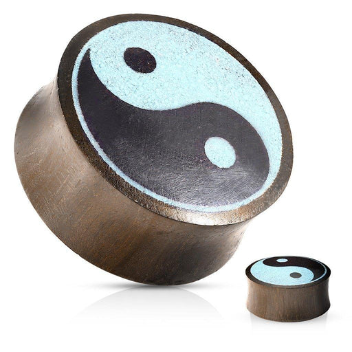 Body Jewelry - Yin Yang Turquoise And Sono Wood Plug